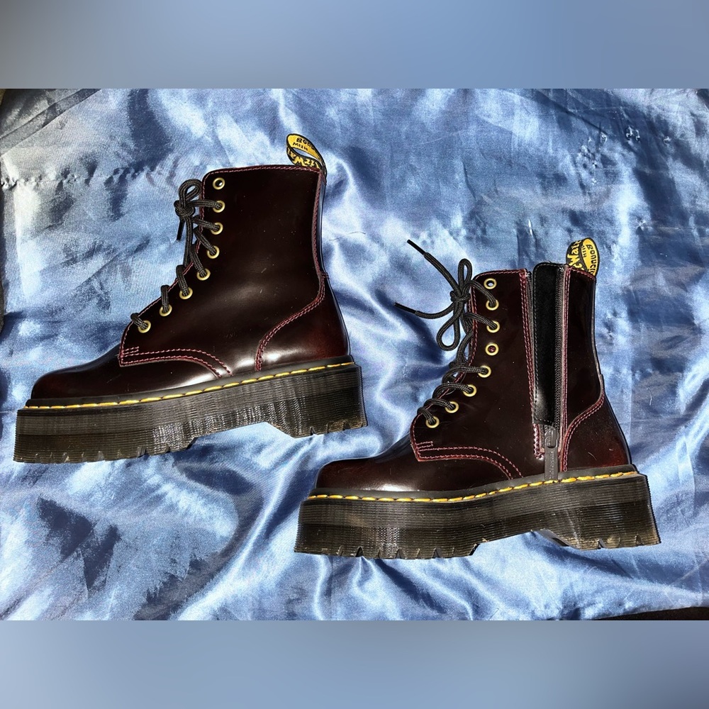 Burgundy/red platform Doc Martens